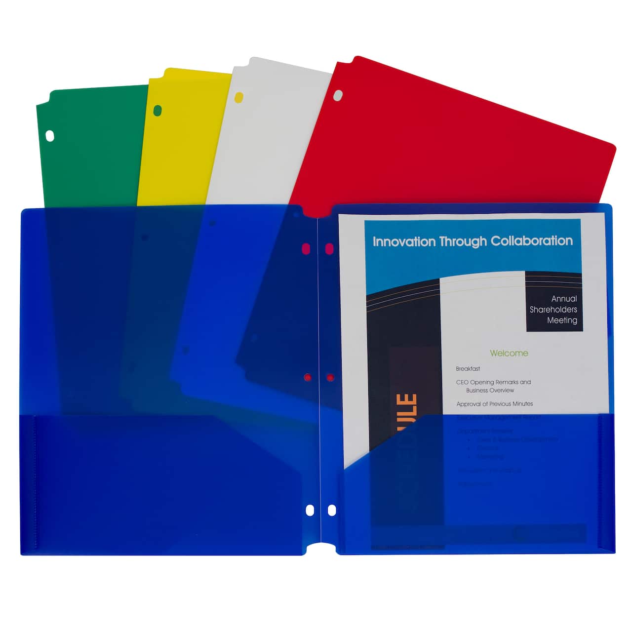 C-Line&#xAE; Assorted Colors Two-Pocket Heavyweight Poly Portfolio Folder, Pack of 10